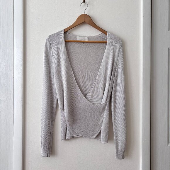 Michelle Mason Metallic Cross Wrap Sweater - Picture 4 of 8